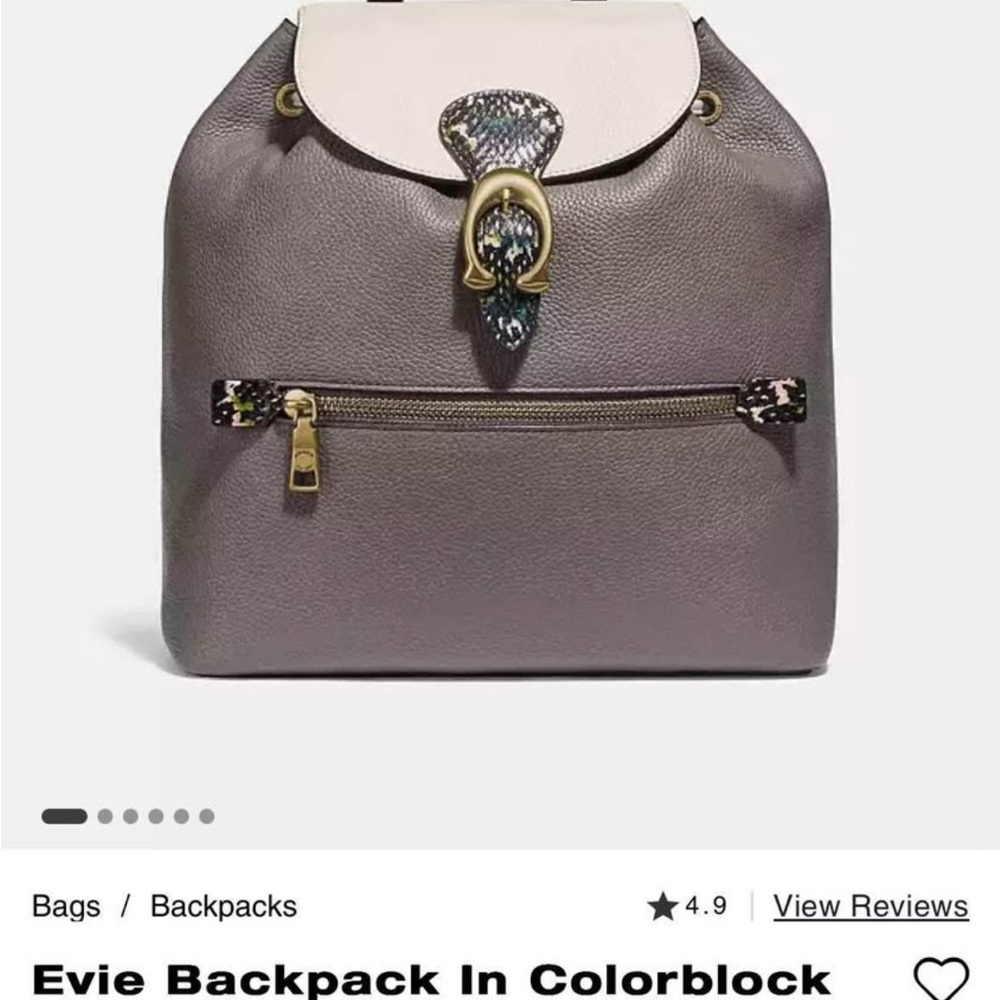 COACH! EVIE BACKPACK IN COLORBLOCK Coach Gray and White Women's Backpack